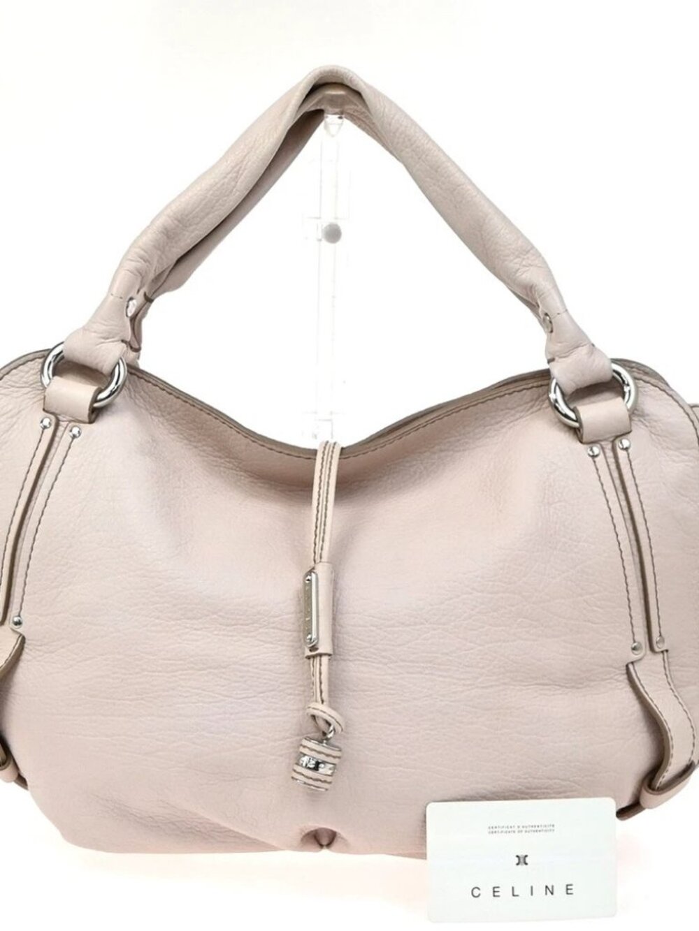 CELINE Logo Bittersweet Shoulder Hand Bag Leather Light Pink SHW 34YH958